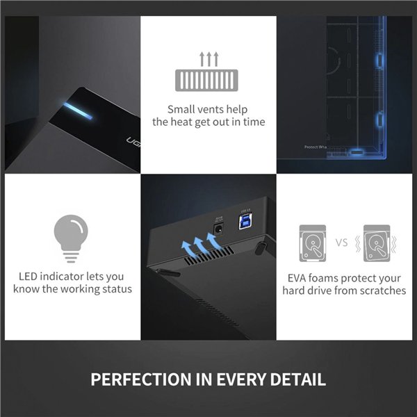 UGREEN External Hard Drive Enclosure per 3,5-Zoll-SATA