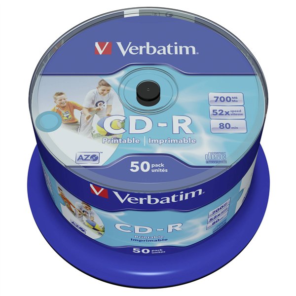 1x50 Verbatim CD-R 80 / 700MB 52x Speed wide printable generic