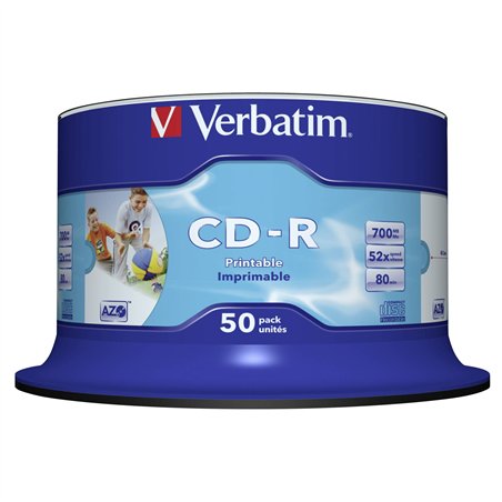 1x50 Verbatim CD-R 80 / 700MB 52x Speed wide printable generic