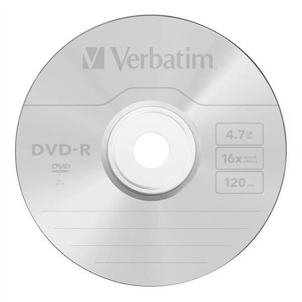 1x10 Verbatim DVD-R 4,7GB 16x Speed, opaco argento Cakebox