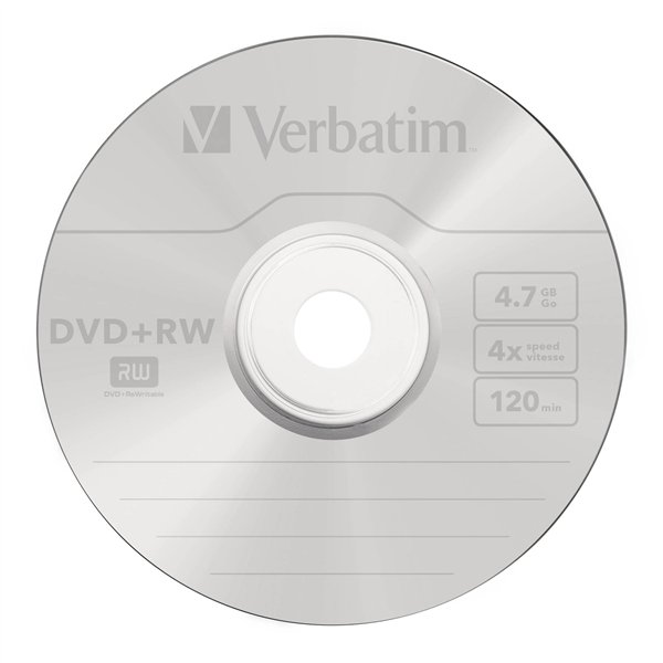 1x25 Verbatim DVD+RW 4,7GB 4x Speed, opaco argento