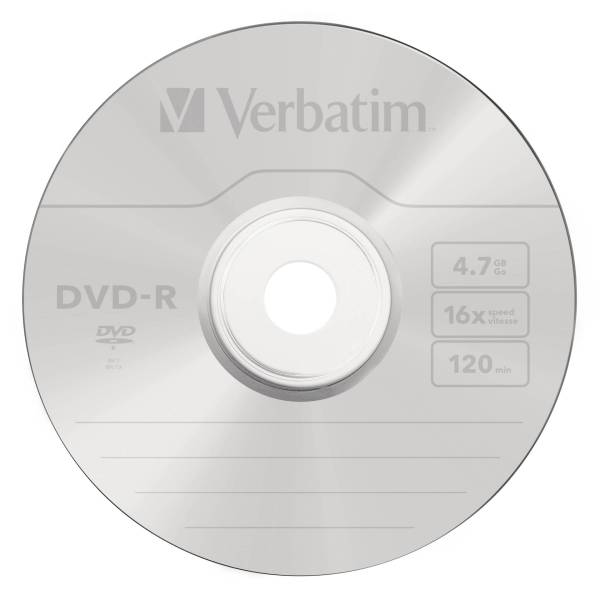1x50 Verbatim DVD-R 4,7GB 16x Speed, opaco argento