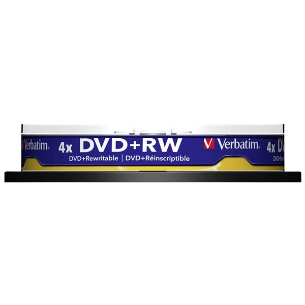 1x10 Verbatim DVD+RW 4,7GB 4x Speed, opaco argento Cakebox
