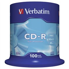 1x100 Verbatim Data Life CD-R 80 700MB, 52x Speed, Spindel