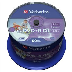 1x50 Verbatim DVD+R Double Layer 8x Speed, 8,5GB wide printable