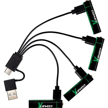 1x4 Coast Zithion-X Micro AAA Battery USB-C Charging Port