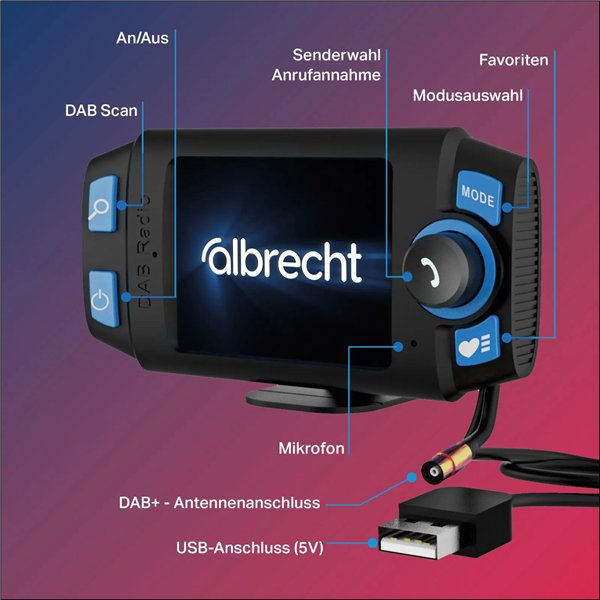 Albrecht DR 55 DAB+ Digitalradio Adapter / FM-Transmitter Auto