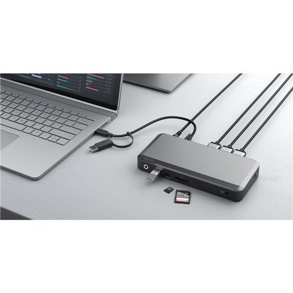 Alogic 100W USB-C DX3 Triple 4K Display Docking Station Space Gr