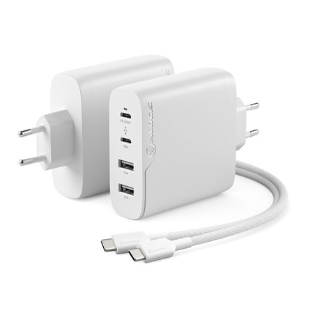 Alogic Rapid Power 100W 4-Port Fast GaN caric. + cavo 2m bianco