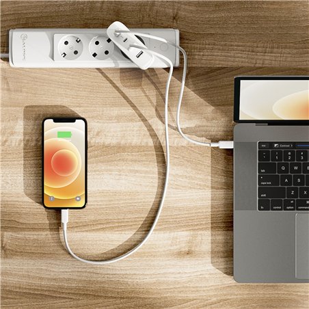 Alogic Rapid Power 100W 4-Port Fast GaN caric. + cavo 2m bianco