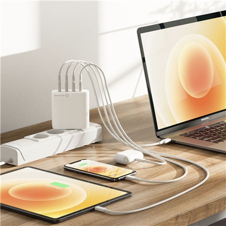 Alogic Rapid Power 100W 4-Port Fast GaN caric. + cavo 2m bianco