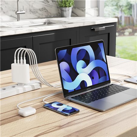 Alogic Rapid Power 100W 4-Port Fast GaN caric. + cavo 2m bianco