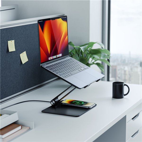 Alogic Elite Aluminum Laptop Stand Wireless Charger Black