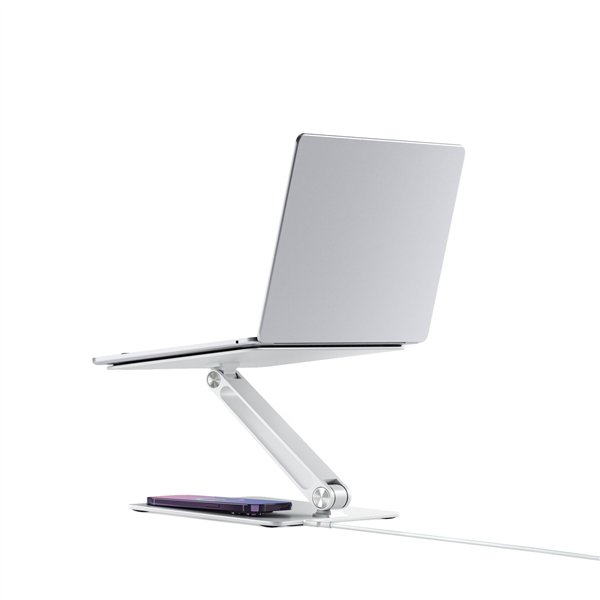 Alogic Elite Aluminum Laptop Stand Wireless Charger White