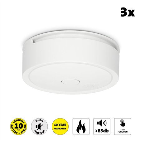 Alecto Wireless connectable smoke detector 10 year, 3 pack