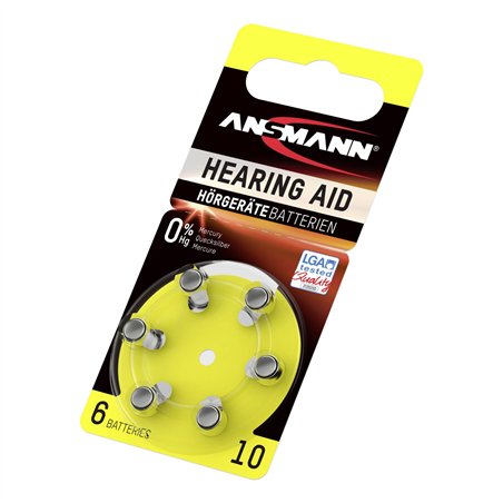 1x6 Ansmann Zinc-Air 10 (PR 70) batterie per apparecchi acustici