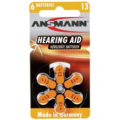1x6 Ansmann Zinc-Air 13 (PR 48) batterie per apparecchi acustici