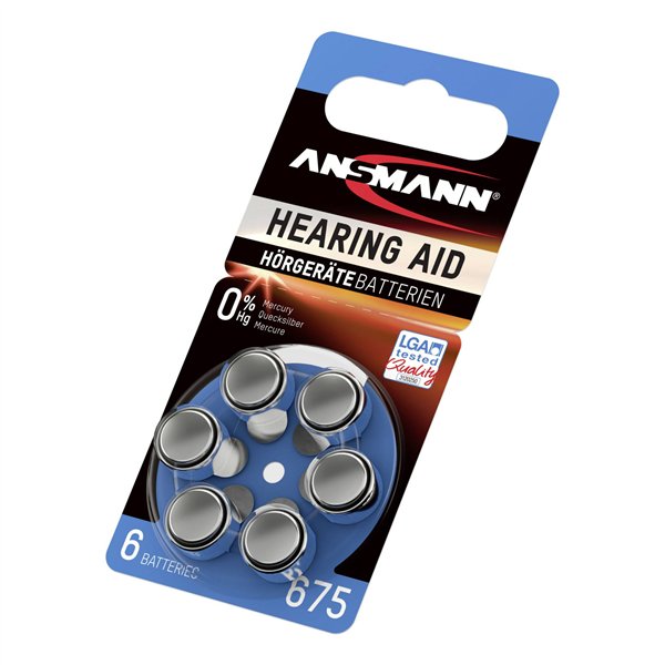 1x6 Ansmann Zinc-Air 675 (PR 44) batterie per apparecchi acustici