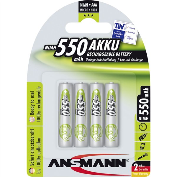 1x4 Ansmann maxE NiMH batteria Micro AAA 550 mAh