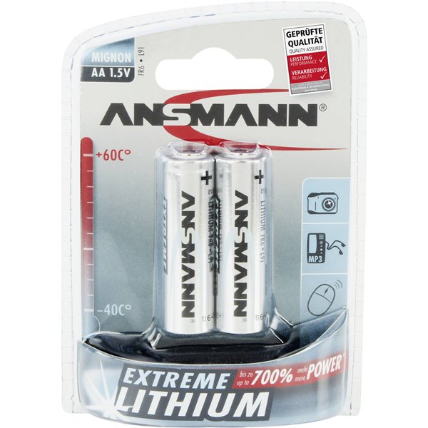 1x2 Ansmann Lithium Mignon AA LR 6 Extreme
