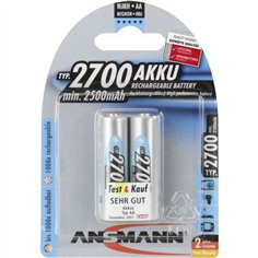 1x2 Ansmann batteria 2700 Mignon AA 2500 mAh