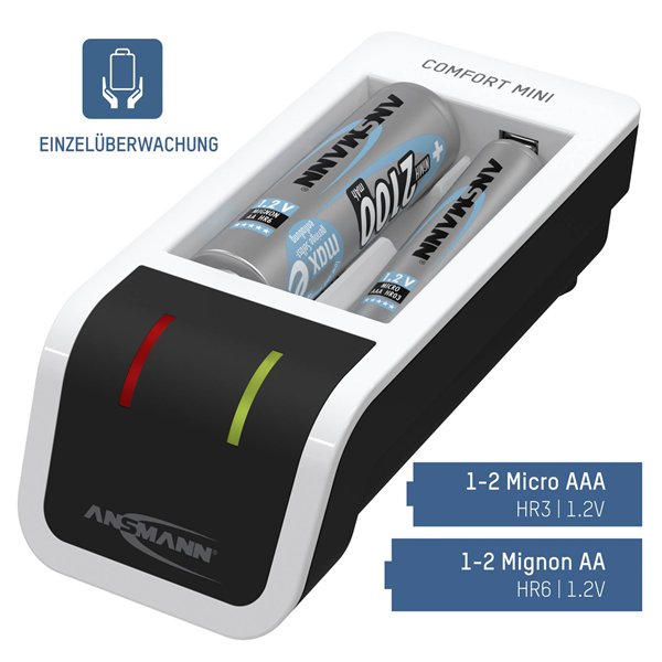 Ansmann Comfort Mini caricatore incl. 2 pile mignon AA 2100 mAh