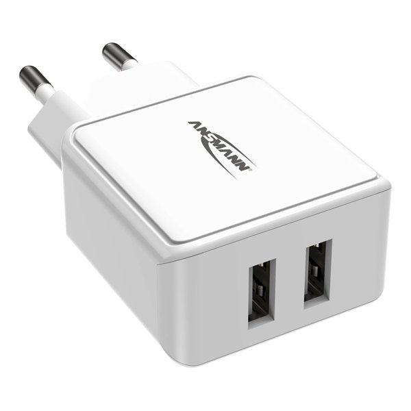 Ansmann Home caricabatt. HC212 2xUSB 2400mA bian.