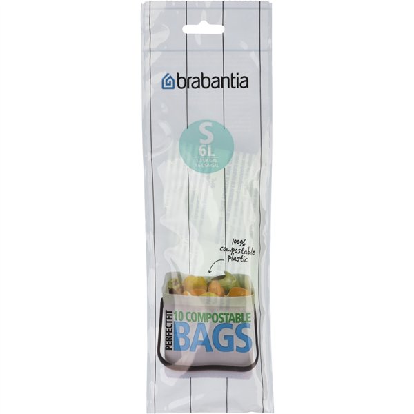 Brabantia PerfectFit sacchetti compostabili tipo S, 6 L, 10 pz.