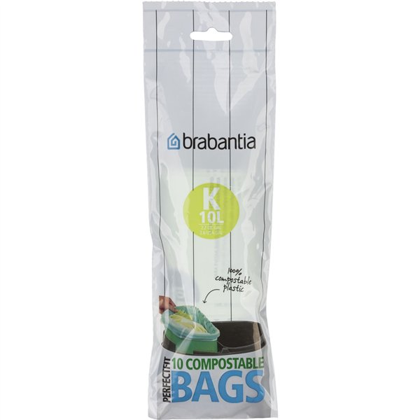 Brabantia PerfectFit sacchetti compostabili t.K,10 L, 10 pz.