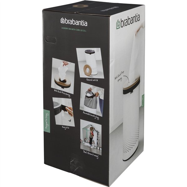 Brabantia cesto portabiancheria 35 L sughero / bianco