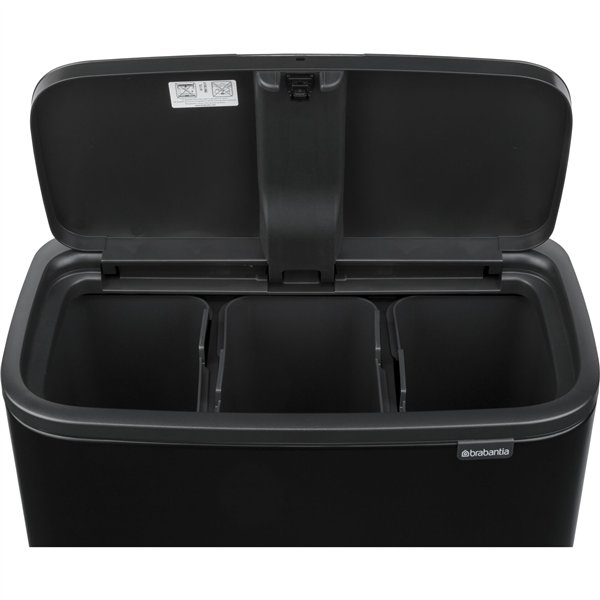 Brabantia pattum. Bo Touch Bin nero opaco, 3 x 11 L