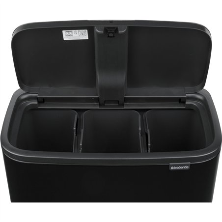 Brabantia pattum. Bo Touch Bin nero opaco, 3 x 11 L