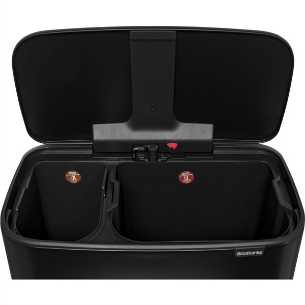 Brabantia Bo pattumiera a pedale nero, 11 + 23 L