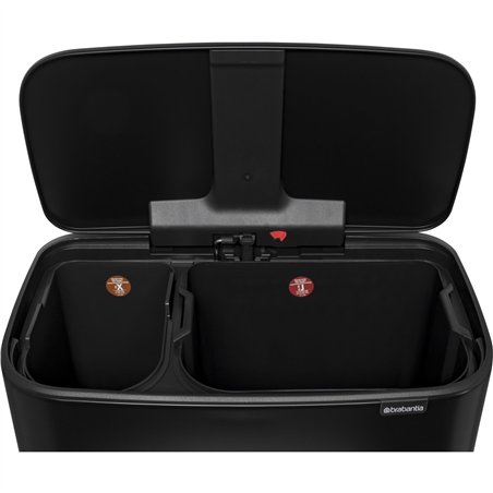 Brabantia Bo pattumiera a pedale nero, 11 + 23 L