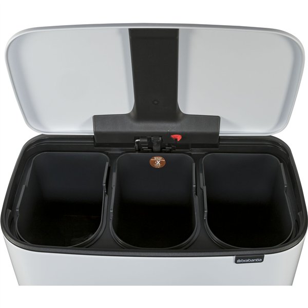 Brabantia Bo pattumiera a pedale bianco, 3 x 11 L