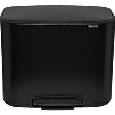 Brabantia Bo pattumiera a pedale nero, 3 x 11 L