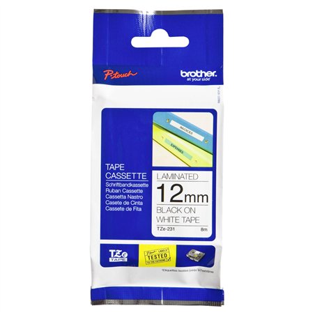 Brother Nastro per etichettatore TZE-231 bianco/nero  12 mm