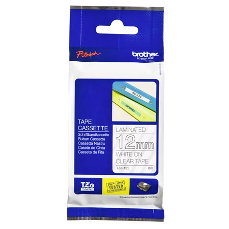 Brother Nastro per etichettatore TZE-135 incolore/bianco 12 mm