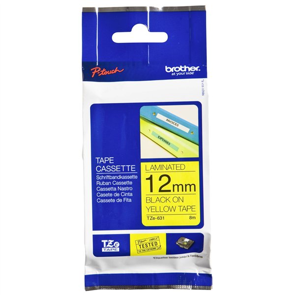 Brother Nastro per etichettatore TZE-631 giallo/nero  12 mm