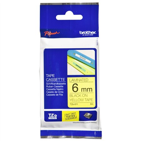 Brother Nastro per etichettatore TZE-611 giallo/nero  6 mm