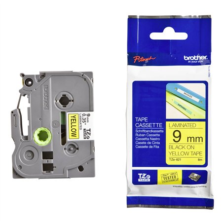 Brother Nastro per etichettatore TZE-621 giallo/nero 9 mm