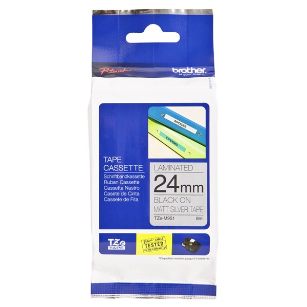 Brother nastro per etichettatore TZE-M951 argento/nero 24 mm