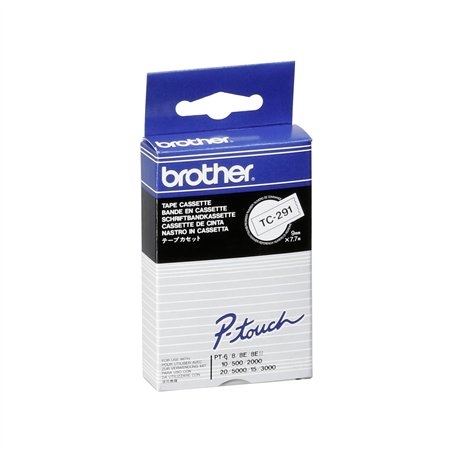 Brother nastro per etichettatore TC-291 bianco/nero  9 mm lamin.