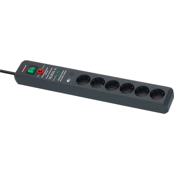 Brennenstuhl Secure-Tec 6-fold power strip anthracite 3m