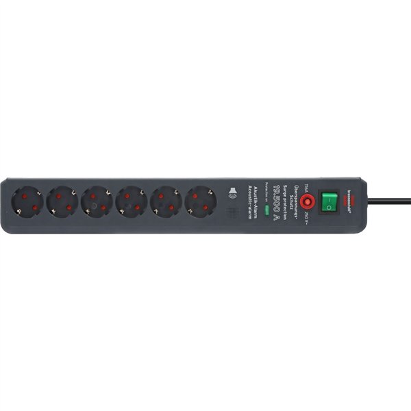 Brennenstuhl Secure-Tec 6-fold power strip anthracite 3m