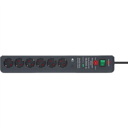 Brennenstuhl Secure-Tec 6-fold power strip anthracite 3m