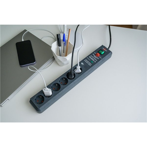 Brennenstuhl Secure-Tec 6-fold power strip anthracite 3m