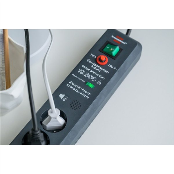 Brennenstuhl Secure-Tec 6-fold power strip anthracite 3m