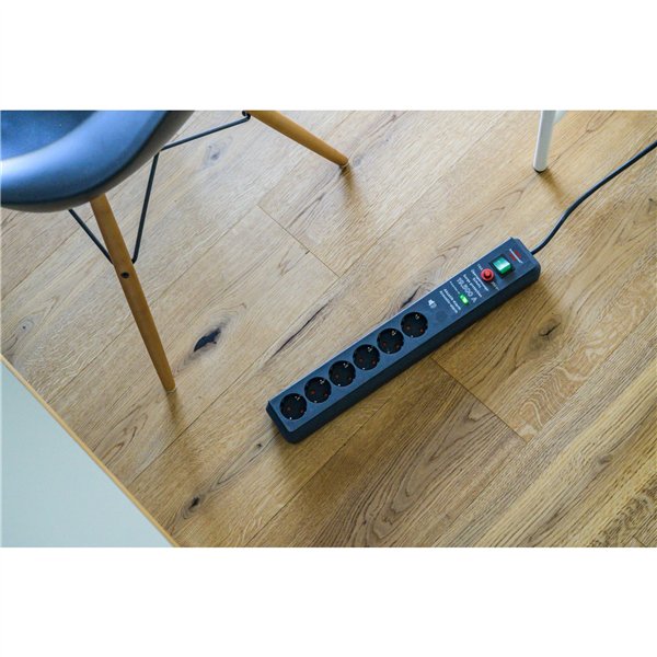 Brennenstuhl Secure-Tec 6-fold power strip anthracite 3m