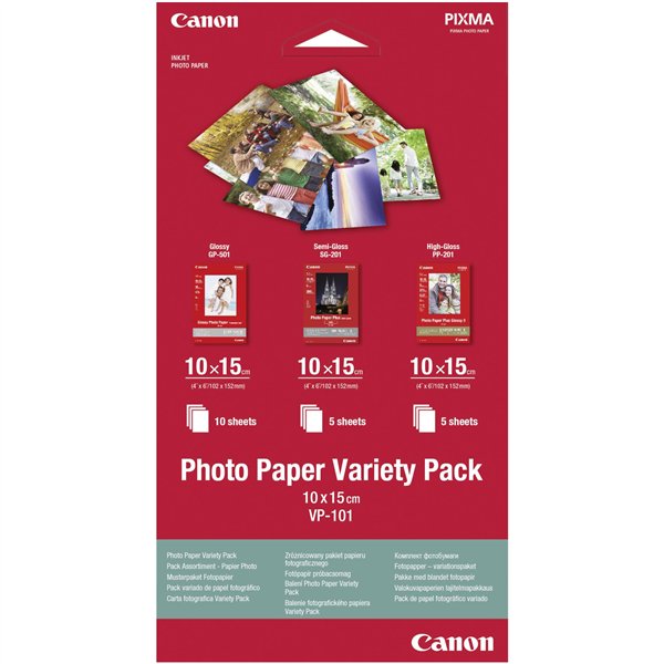 Canon VP-101 Photo carta Variety Pack 10x15 cm, 1x10 u. 2x5 fogli